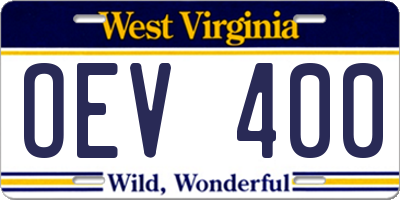 WV license plate OEV400