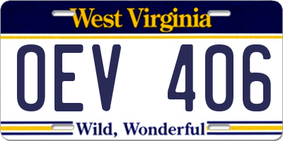 WV license plate OEV406