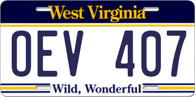 WV license plate OEV407