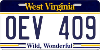 WV license plate OEV409