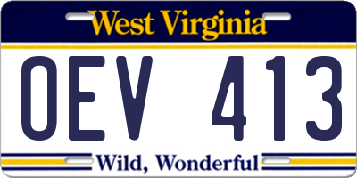 WV license plate OEV413