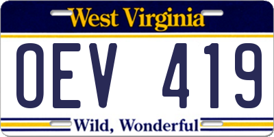 WV license plate OEV419