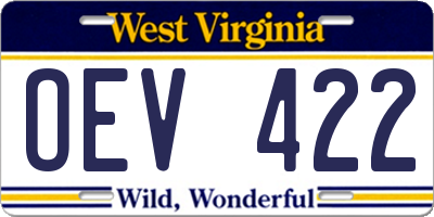 WV license plate OEV422