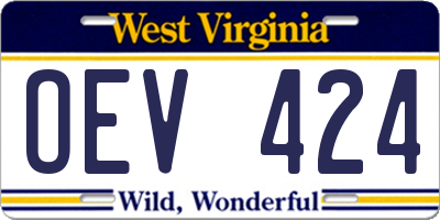 WV license plate OEV424
