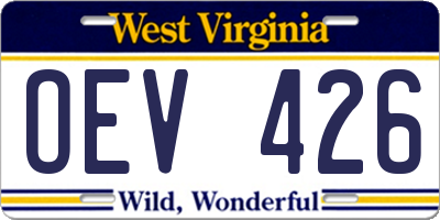 WV license plate OEV426