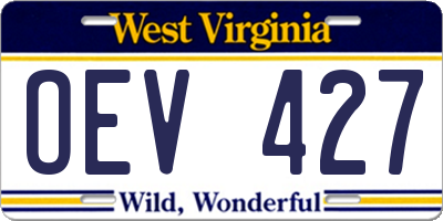 WV license plate OEV427