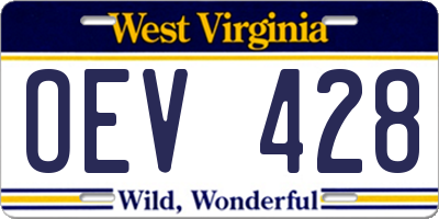 WV license plate OEV428