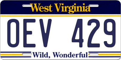 WV license plate OEV429