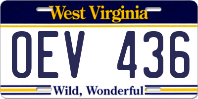 WV license plate OEV436