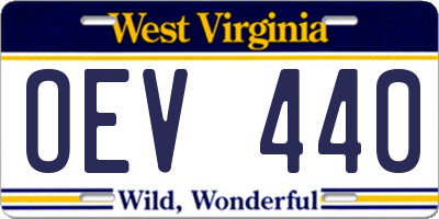 WV license plate OEV440