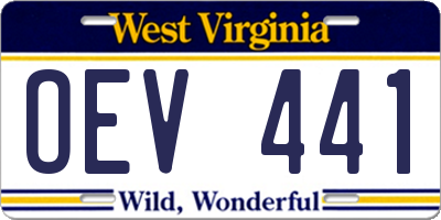 WV license plate OEV441