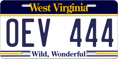 WV license plate OEV444