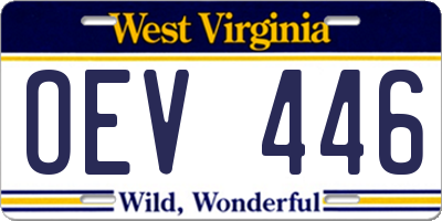 WV license plate OEV446