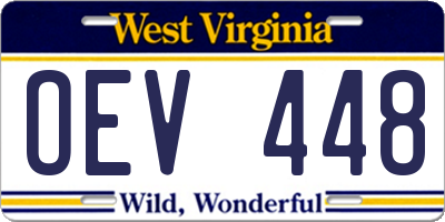 WV license plate OEV448