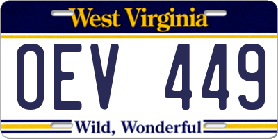 WV license plate OEV449