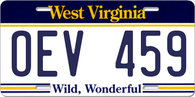 WV license plate OEV459
