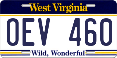 WV license plate OEV460