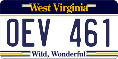 WV license plate OEV461