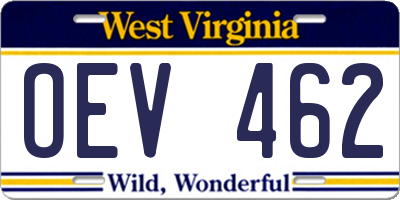 WV license plate OEV462