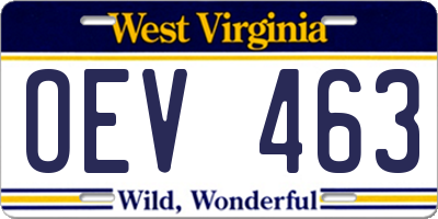 WV license plate OEV463
