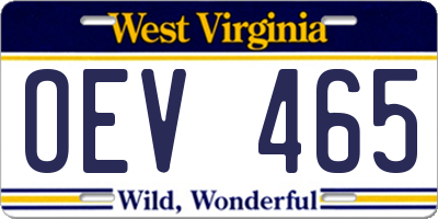 WV license plate OEV465