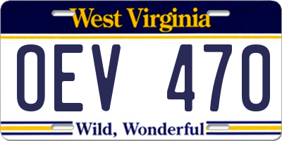 WV license plate OEV470