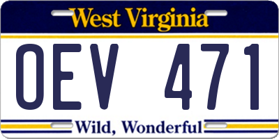 WV license plate OEV471