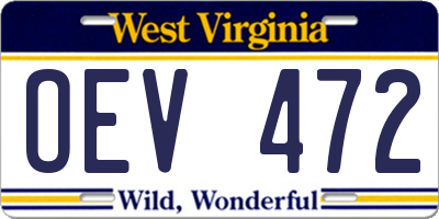 WV license plate OEV472