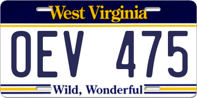 WV license plate OEV475