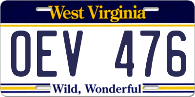 WV license plate OEV476