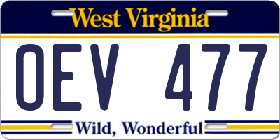 WV license plate OEV477