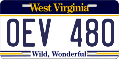 WV license plate OEV480
