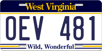 WV license plate OEV481