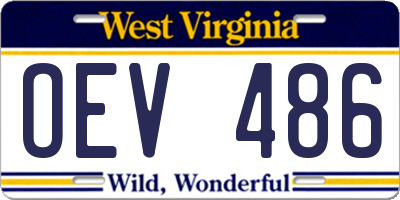 WV license plate OEV486
