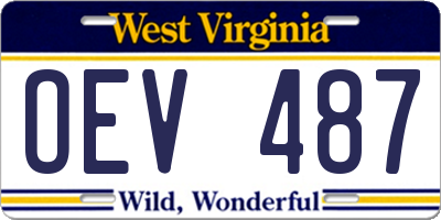 WV license plate OEV487