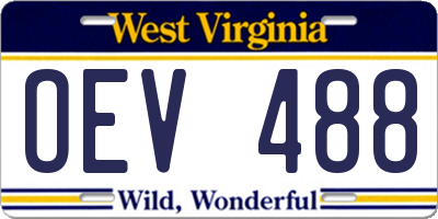 WV license plate OEV488