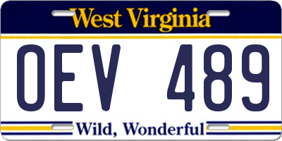 WV license plate OEV489