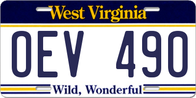 WV license plate OEV490