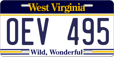 WV license plate OEV495