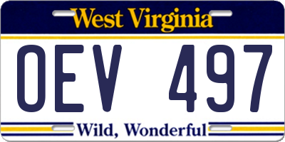 WV license plate OEV497