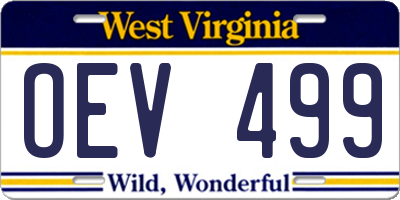 WV license plate OEV499