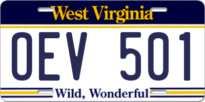 WV license plate OEV501