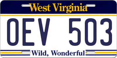WV license plate OEV503
