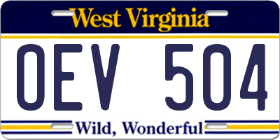 WV license plate OEV504