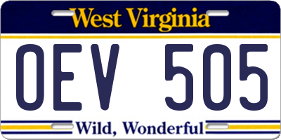 WV license plate OEV505
