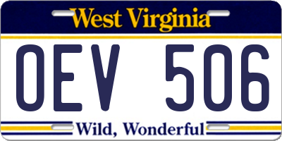 WV license plate OEV506