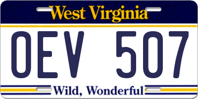 WV license plate OEV507