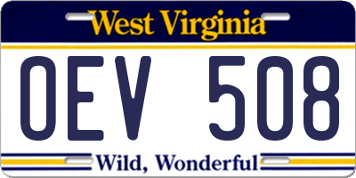 WV license plate OEV508
