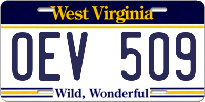 WV license plate OEV509