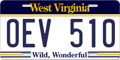 WV license plate OEV510